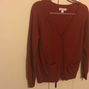 Red cardigan